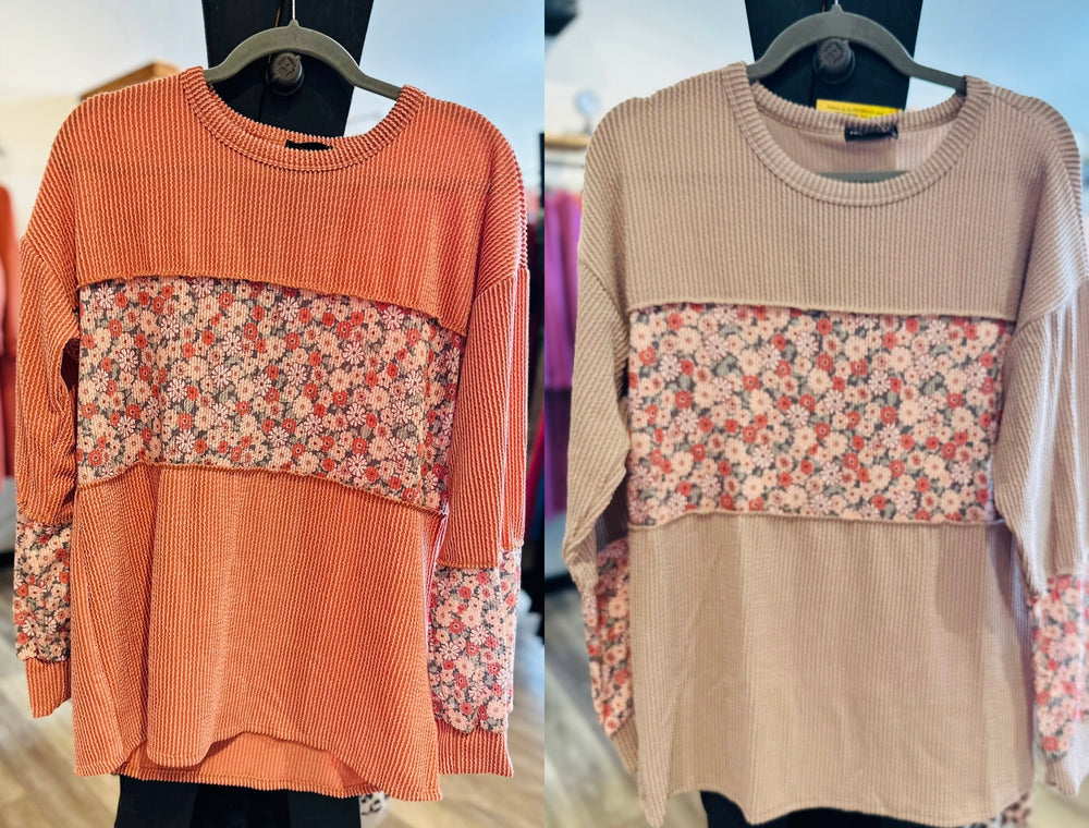 Ribbed Floral Top