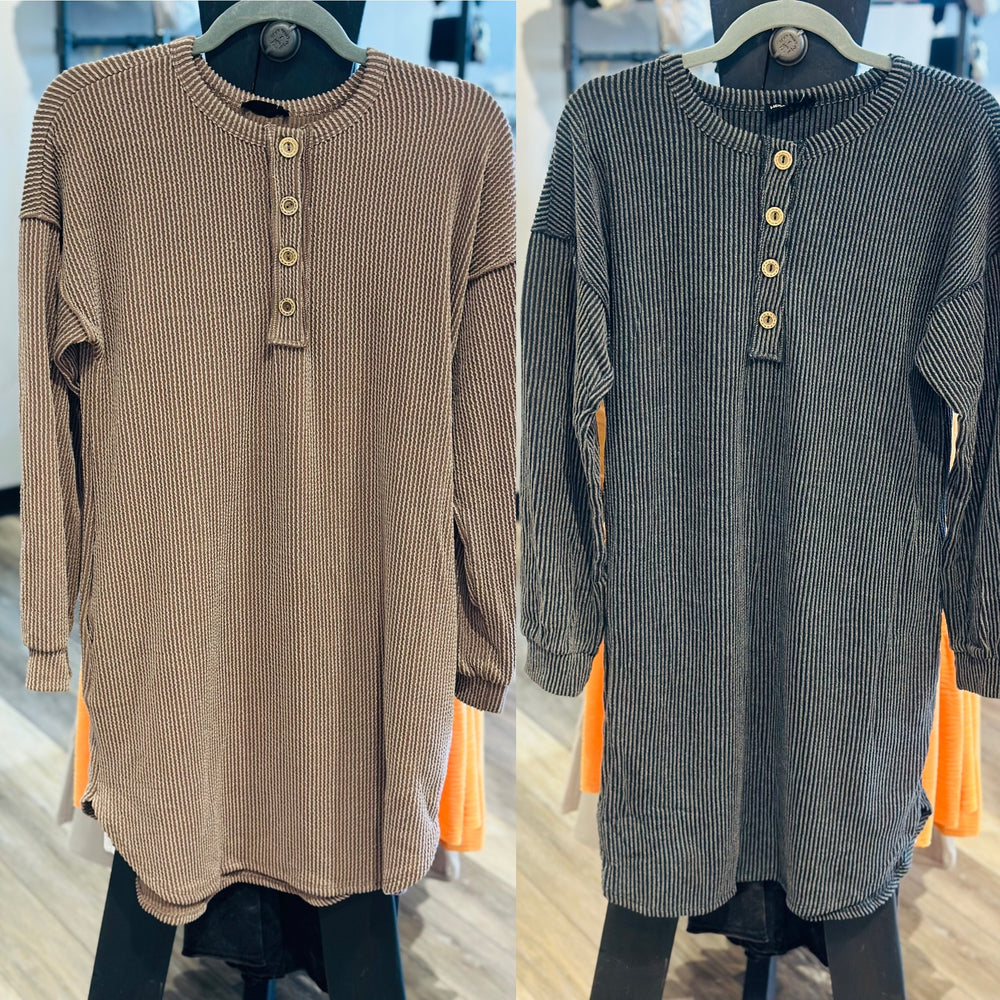 Puff Sleeve Ribbed Dress