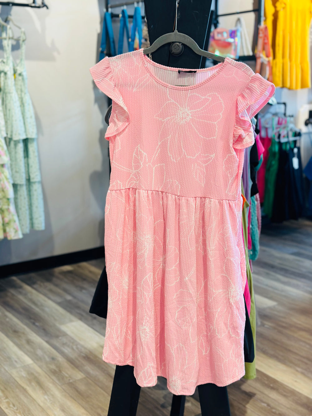 Pink Floral Rib Dress
