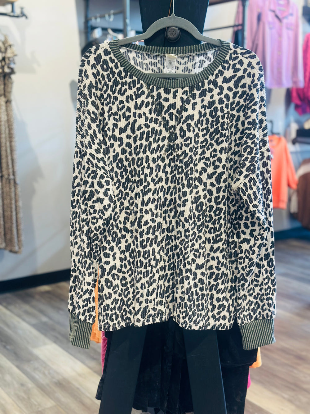Rib Animal Print Top