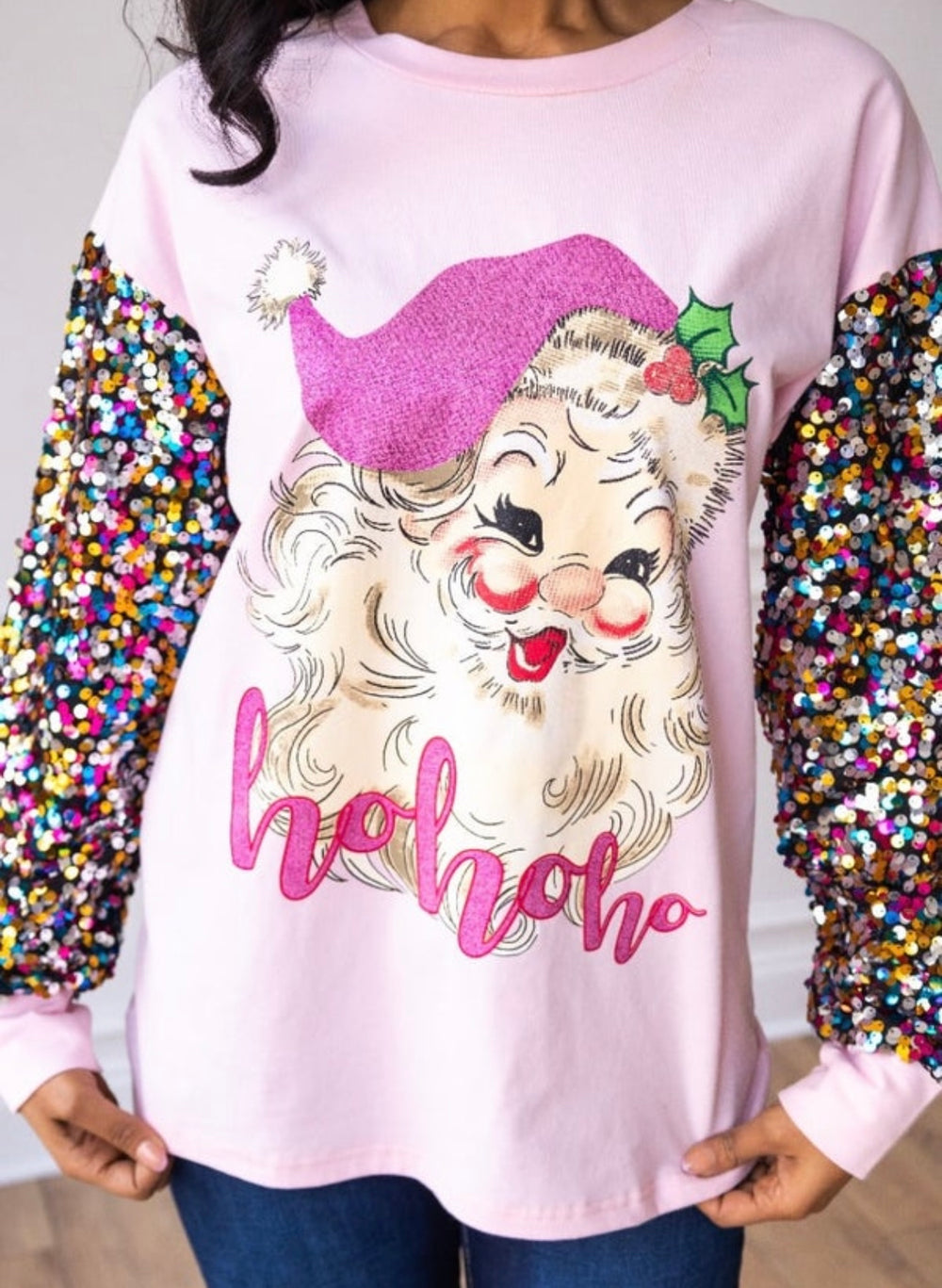 Santa Sequin Top