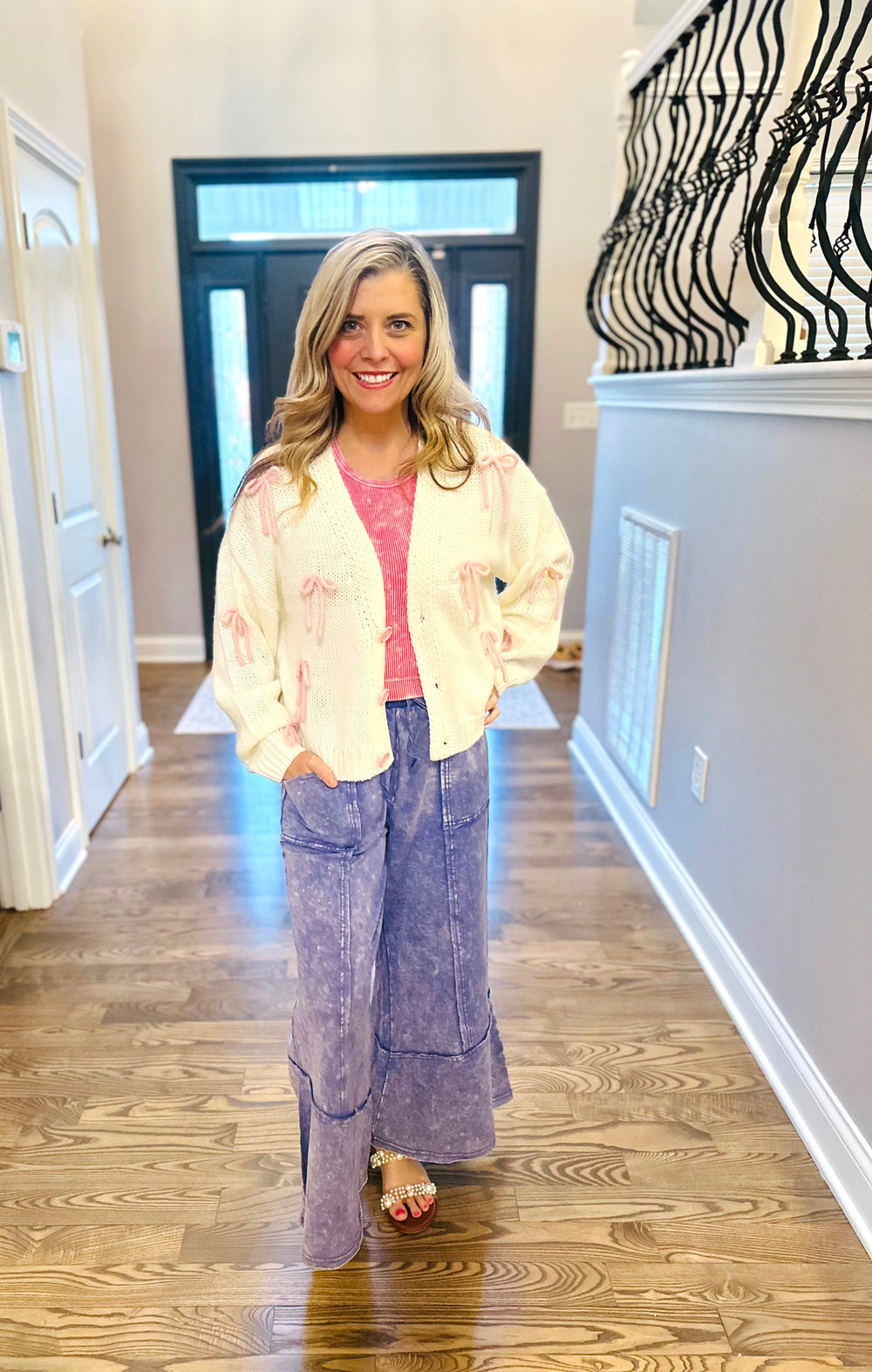Denim Blue Acid Wash Flared Pants