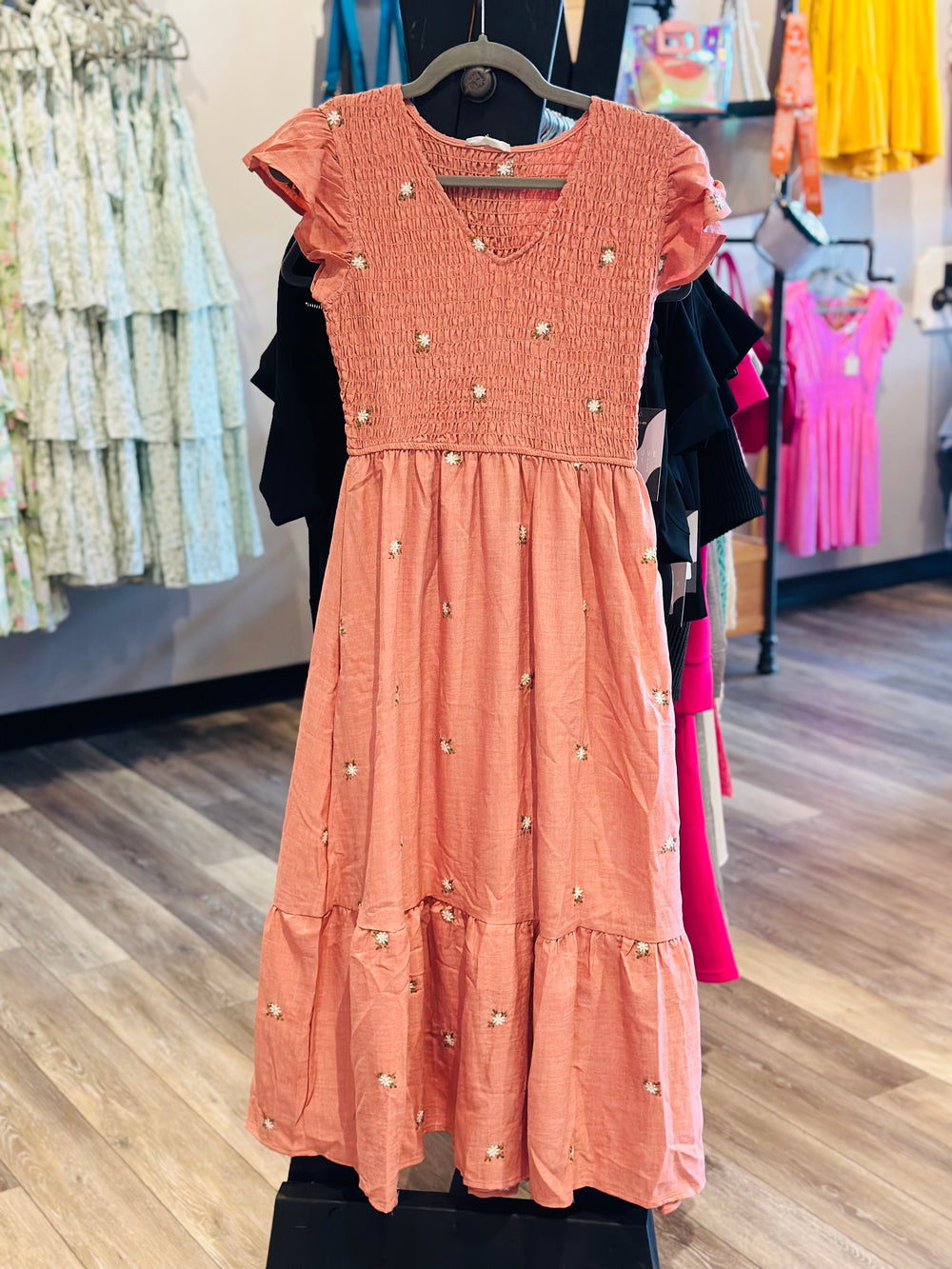 Embroidered Smocked Dress