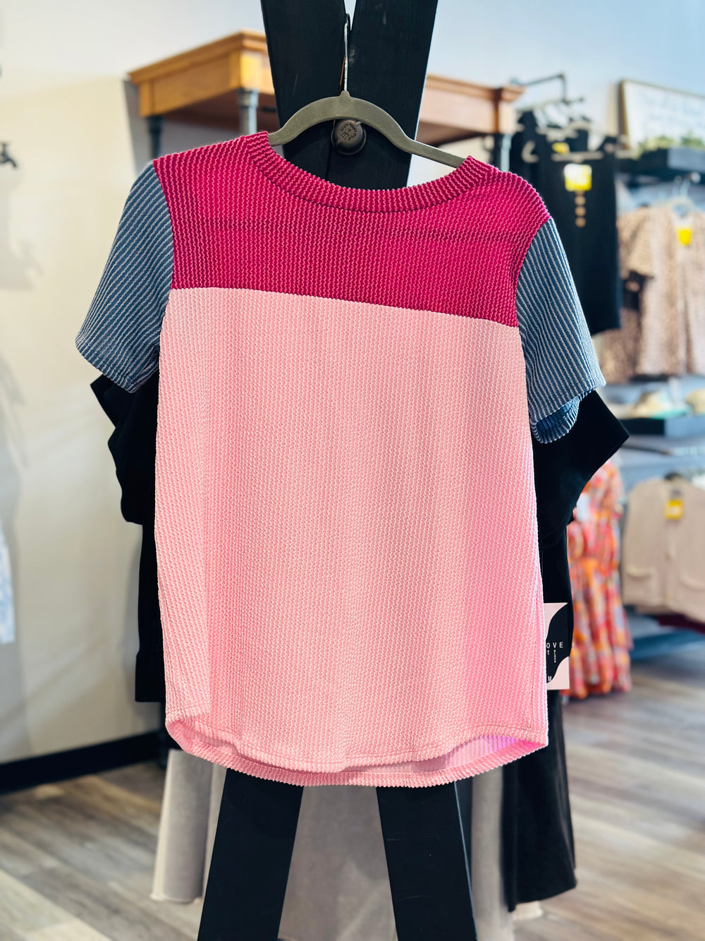 Pink Color Block Top