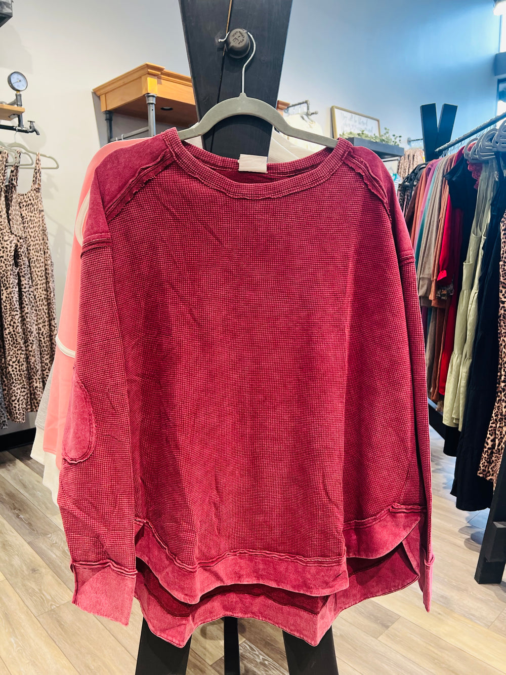 Curvy ~ Mineral Wash Knit Top