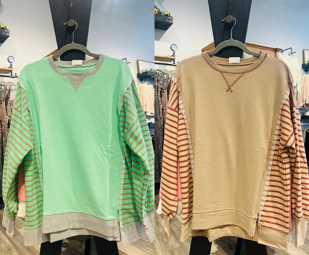 Oversized Striped Sleeve Top