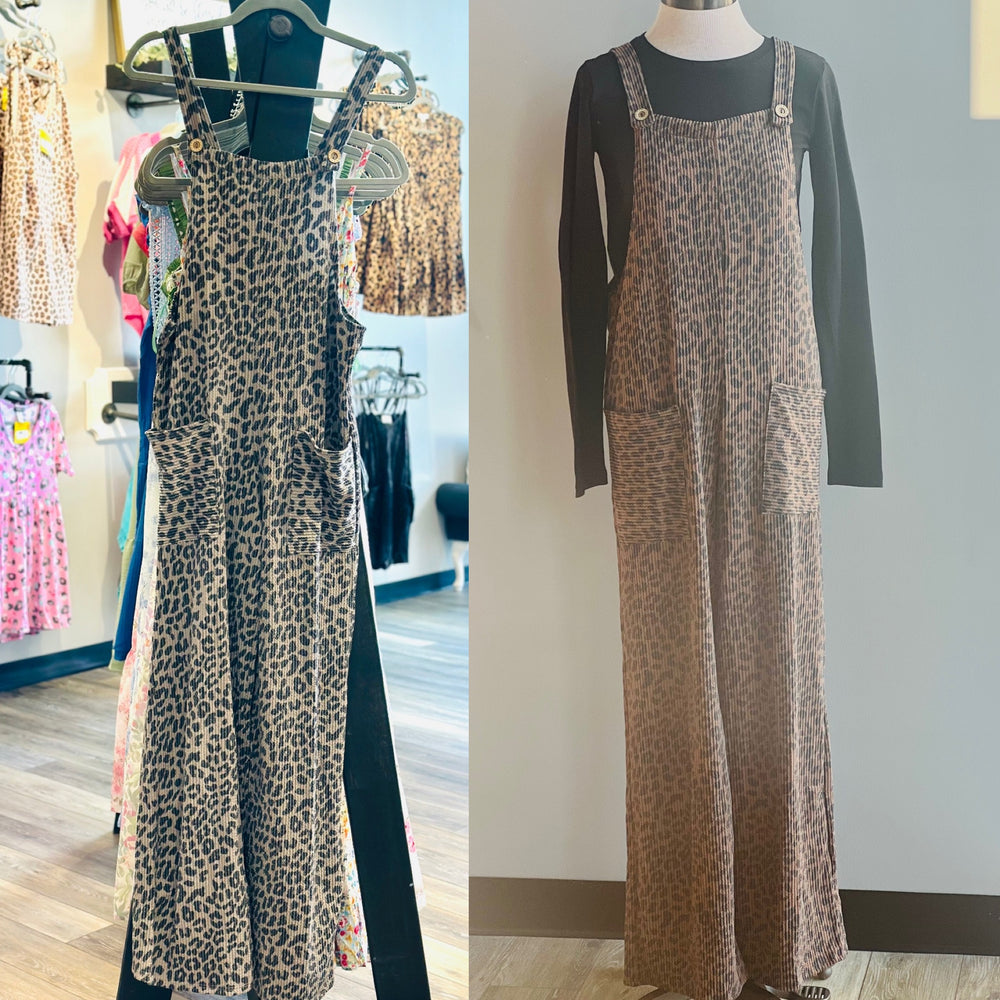 Animal Print Ribbed Jumpsuits