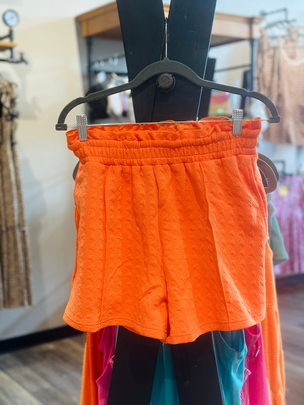 Orange Textured Shorts