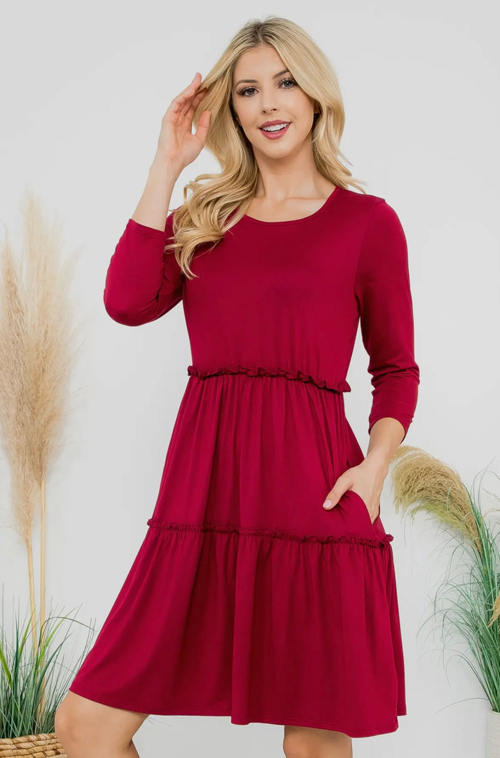 Burgundy Tiered Dress