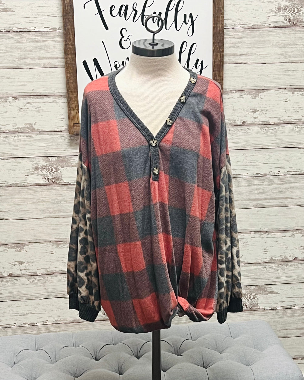 Curvy ~ Red and Black Plaid Top