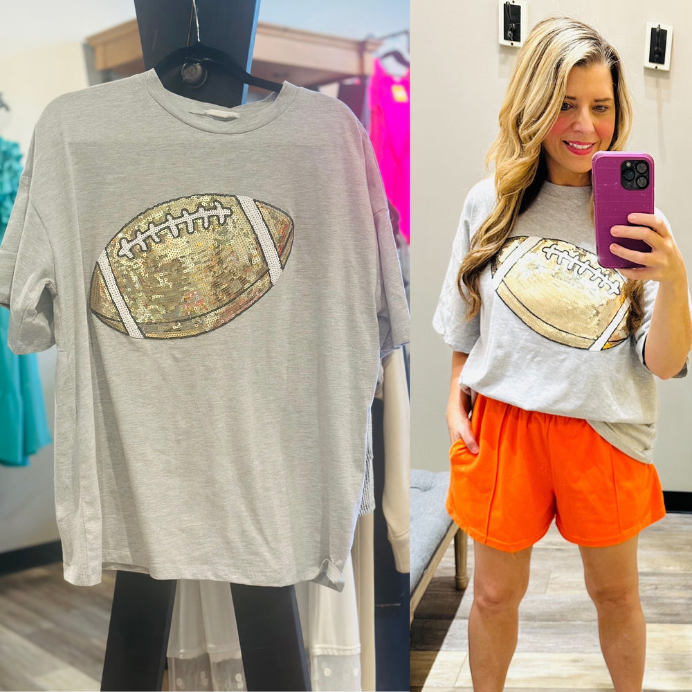Oversized Gray Football Patch Top