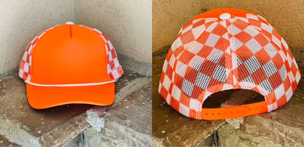 Orange Checkered Hat