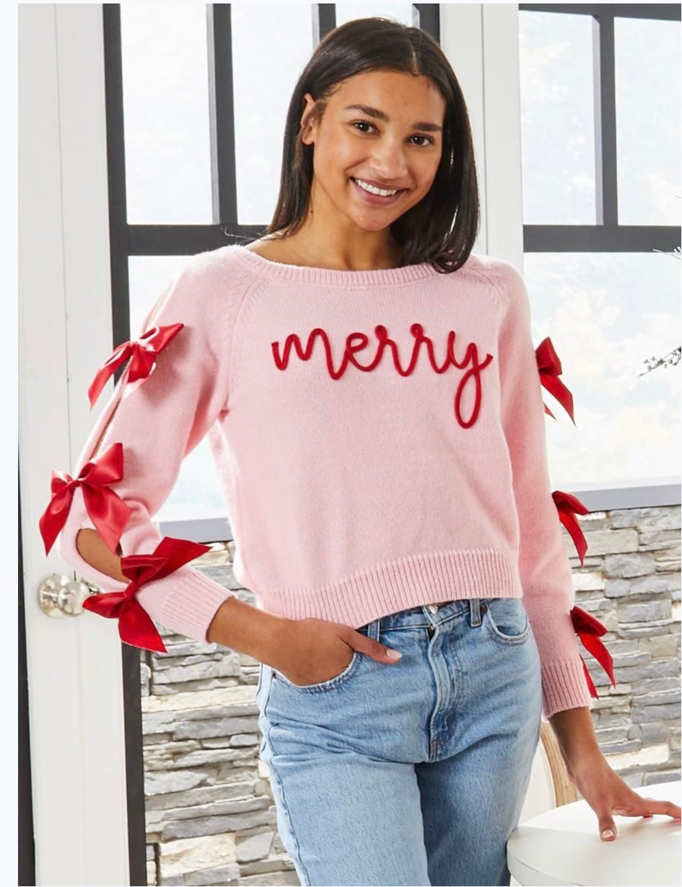 Simply Southern Pink Merry Sweater