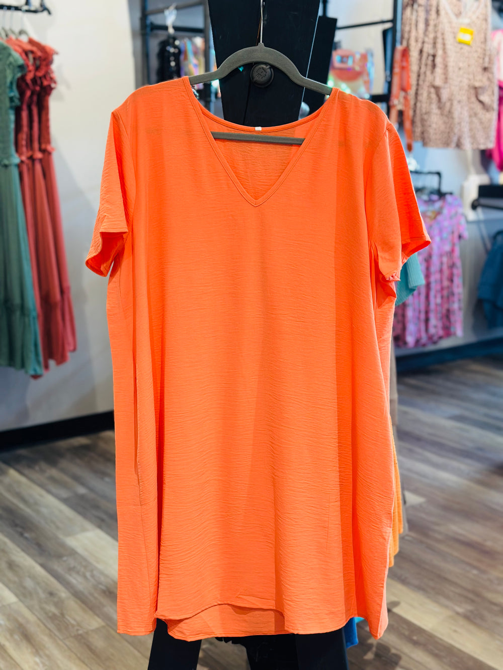 Curvy ~ Orange Flow Shift Dress
