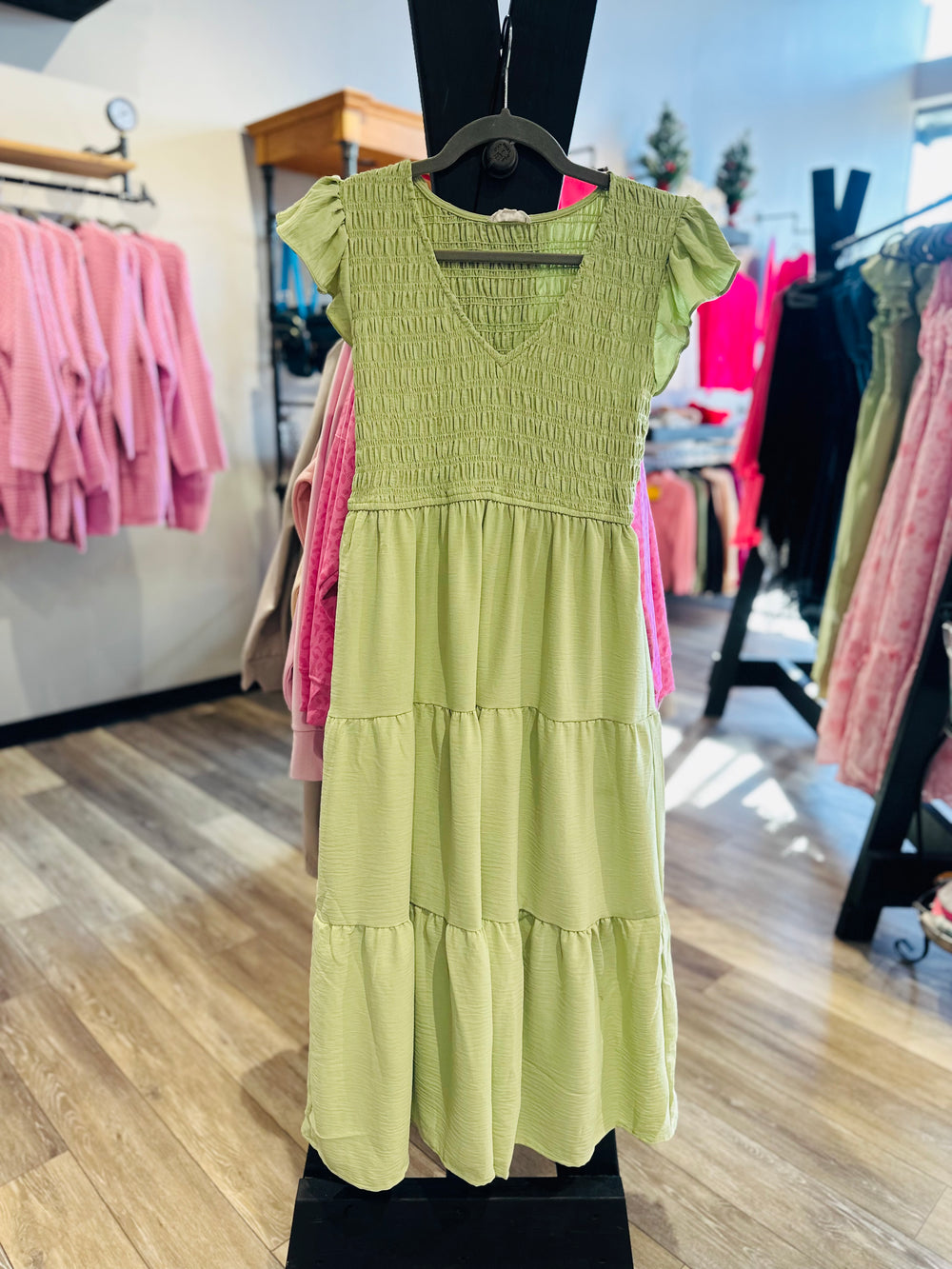 Sage Flutter Sleeve MIDI Dress