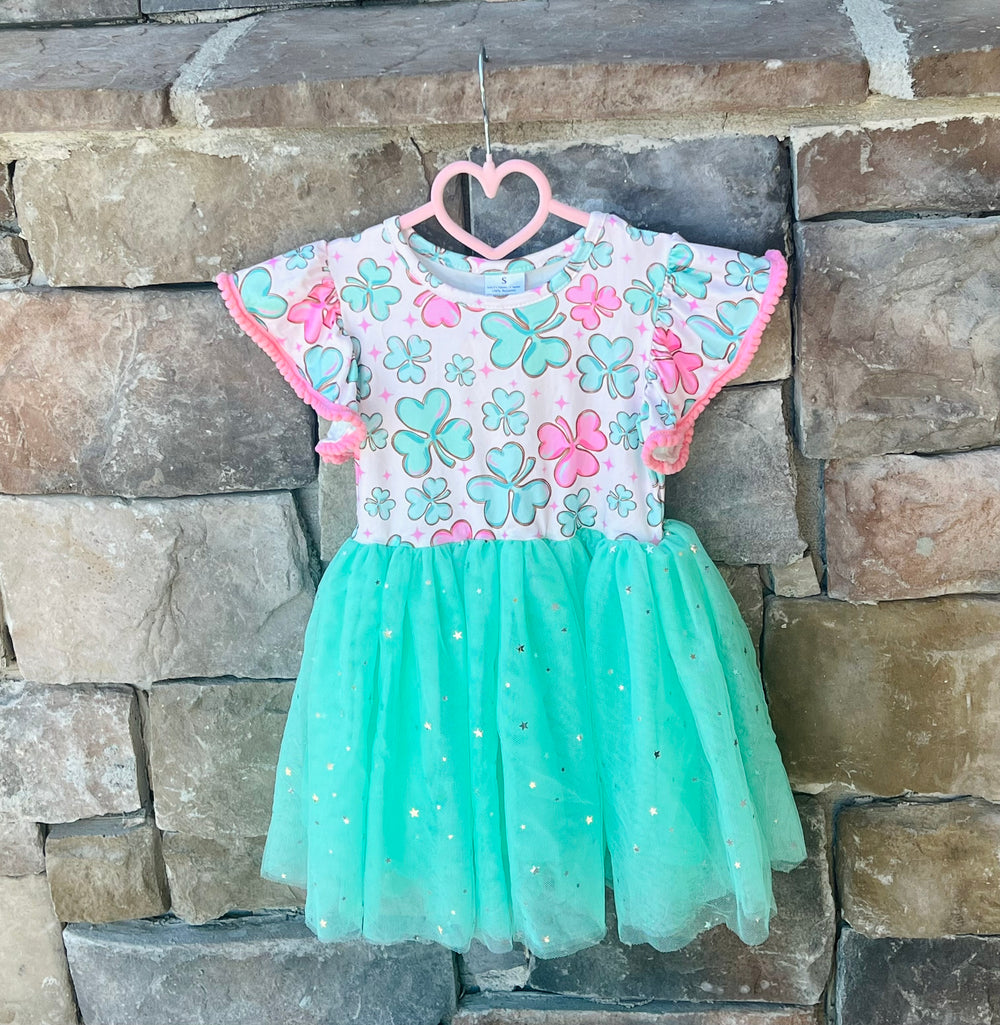 Toddler Pink and Green Shamrock Tutu Dress