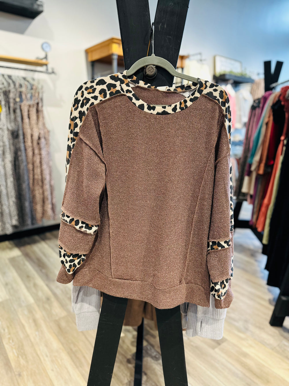 Animal Print Accent Top