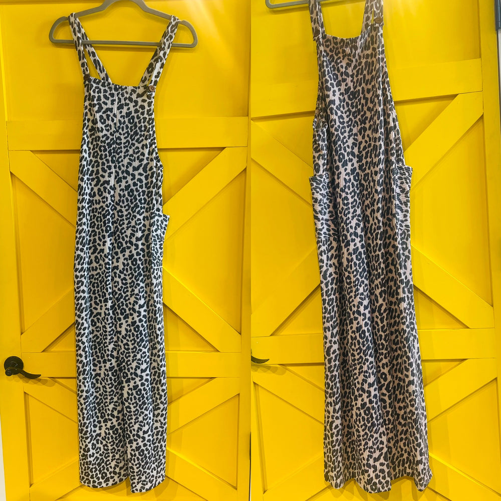 Ribbed Animal Print Jumpsuit