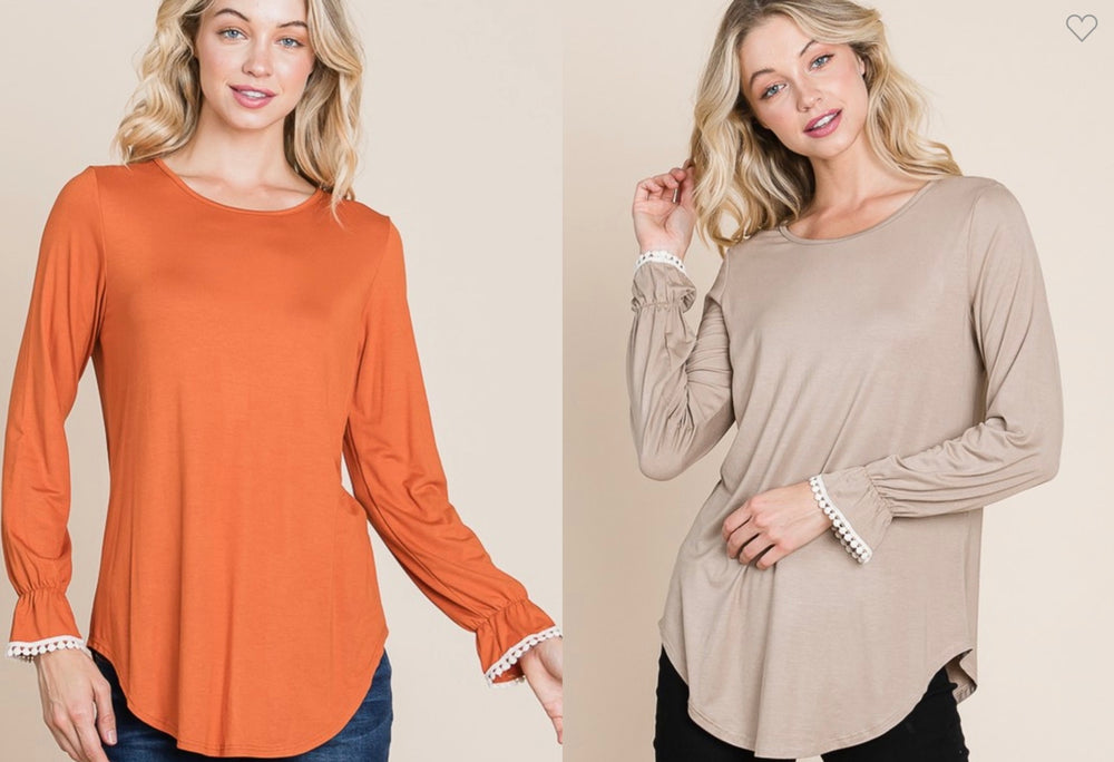Solid Crochet Trim Top