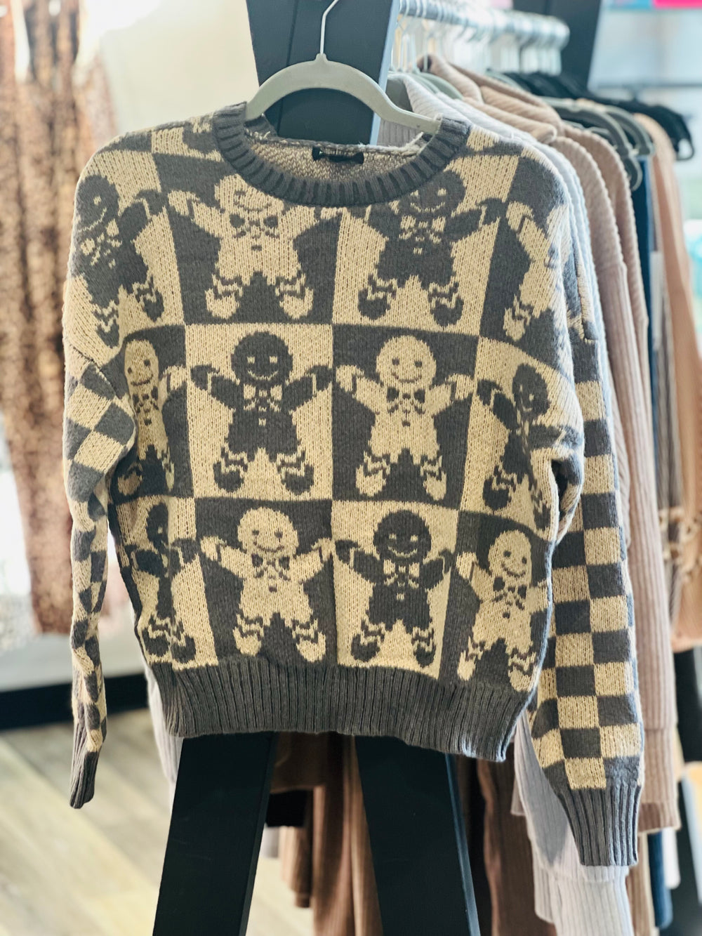 Checkered Gingerbread Sweater