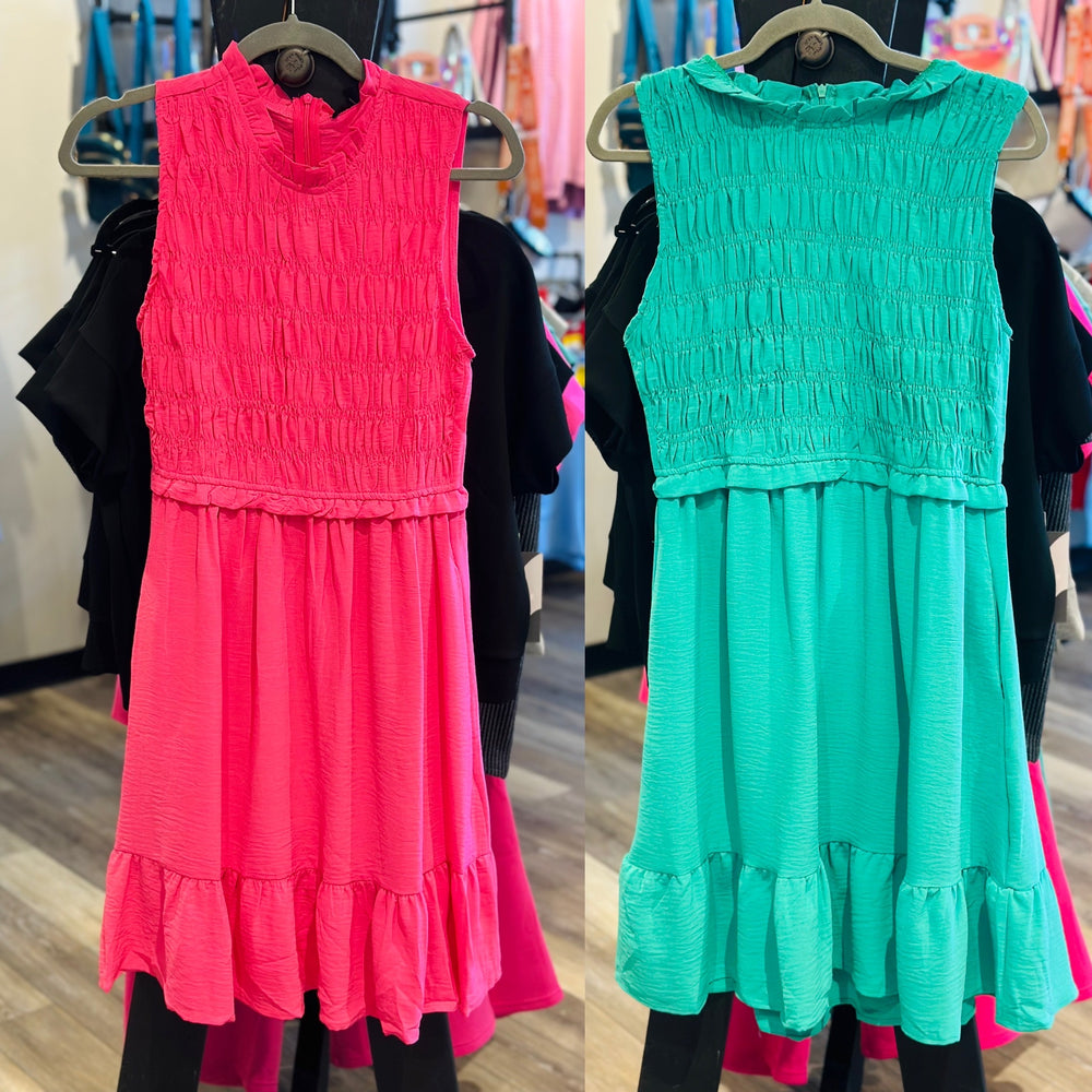 Smocked Ruffle Hem Dress