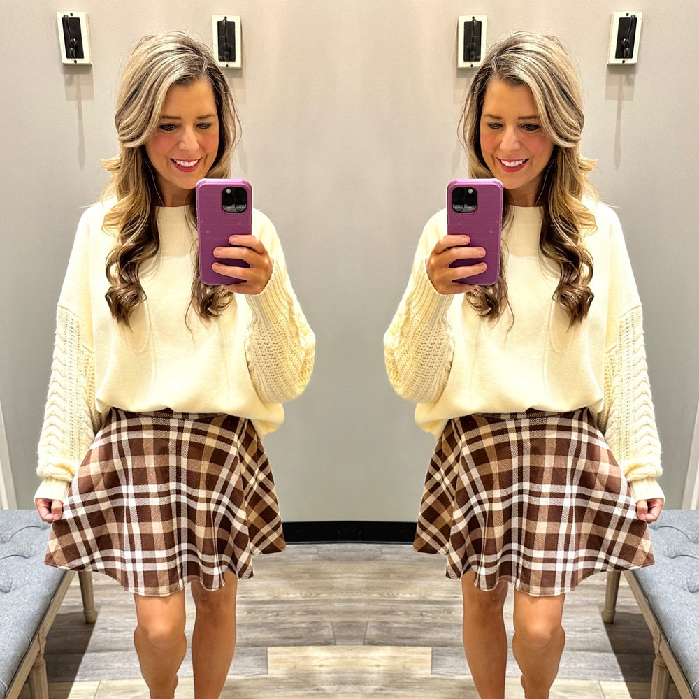 Brown Plaid Skirt