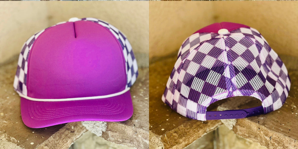 Purple Checkered Hat