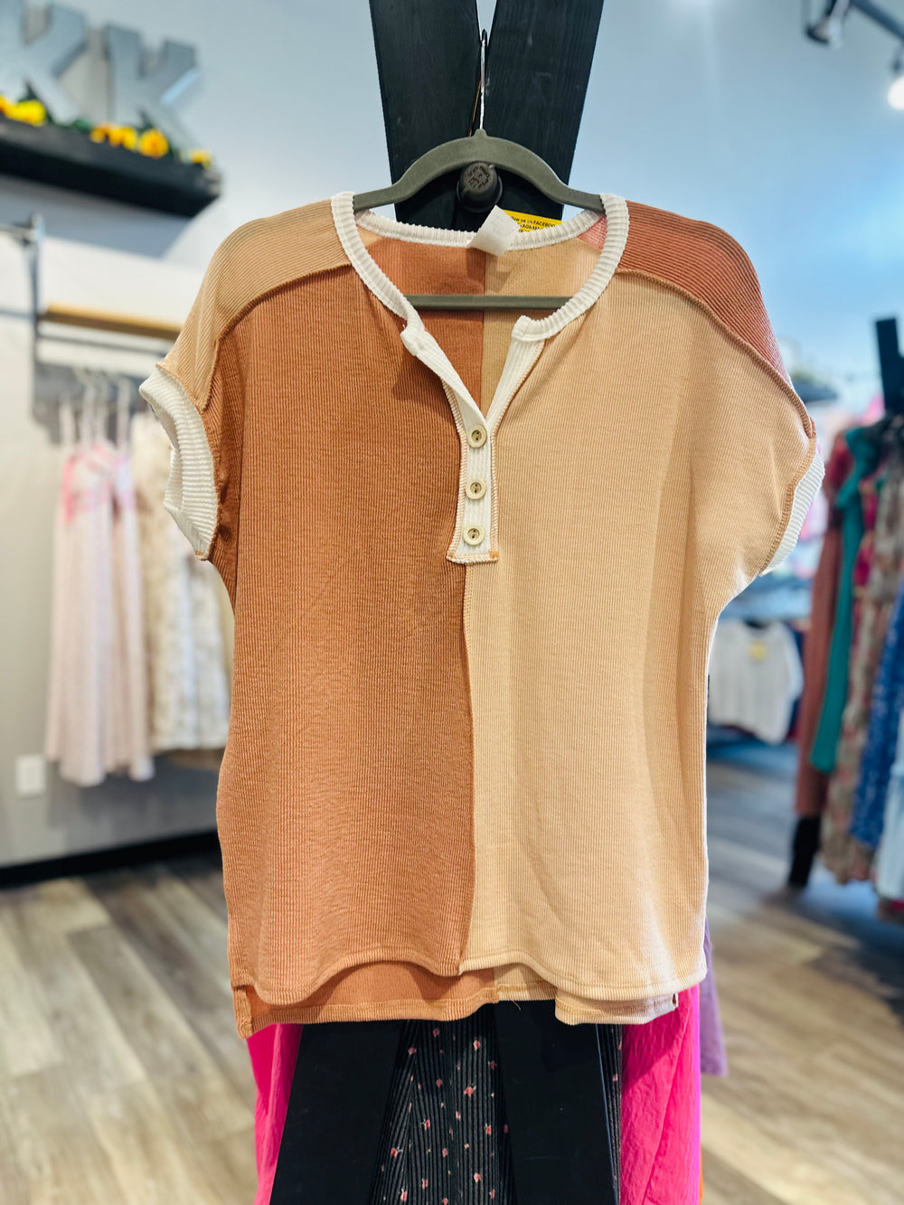 Ribbed Color Block Top