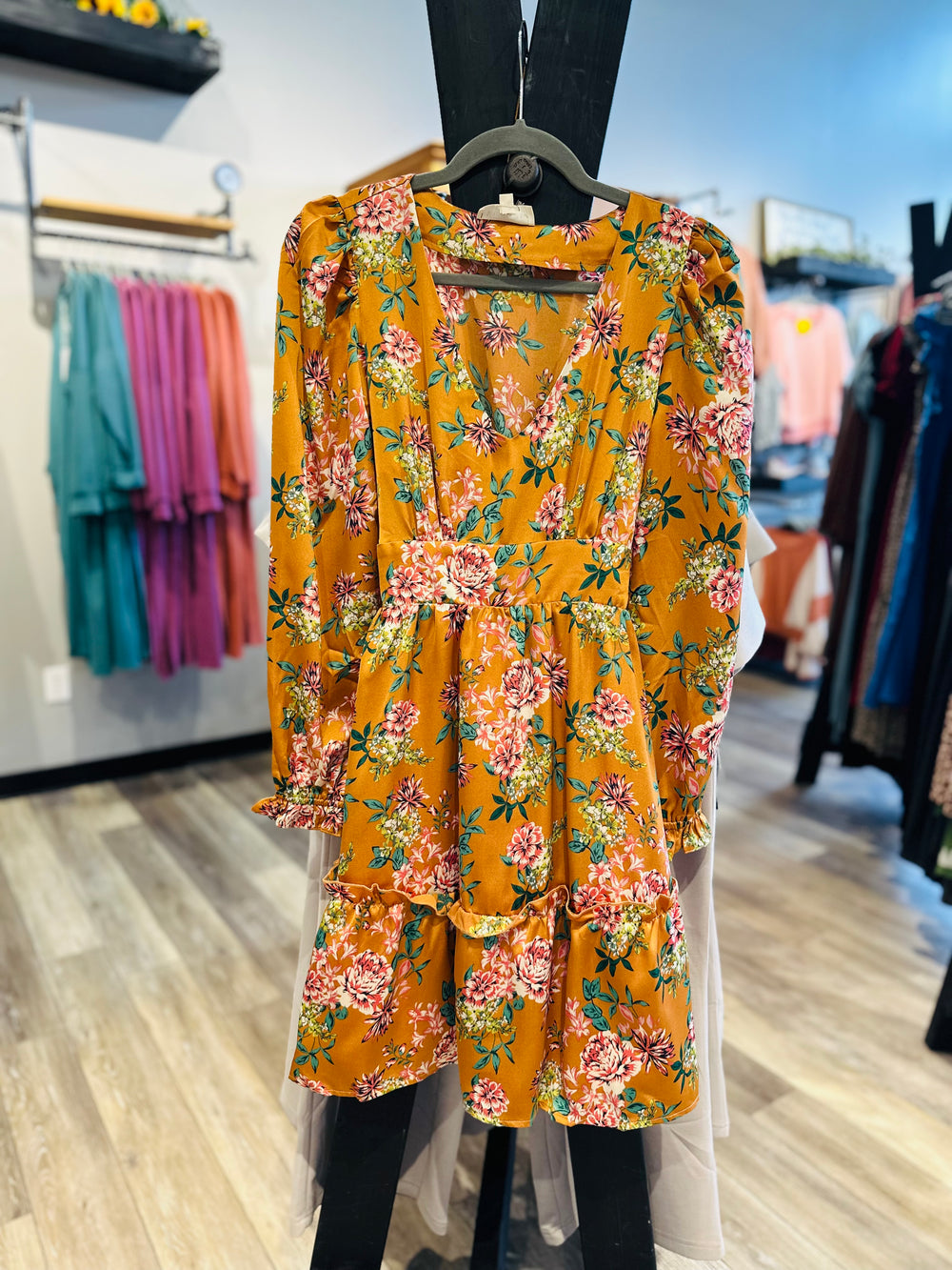 Rust Floral Dress