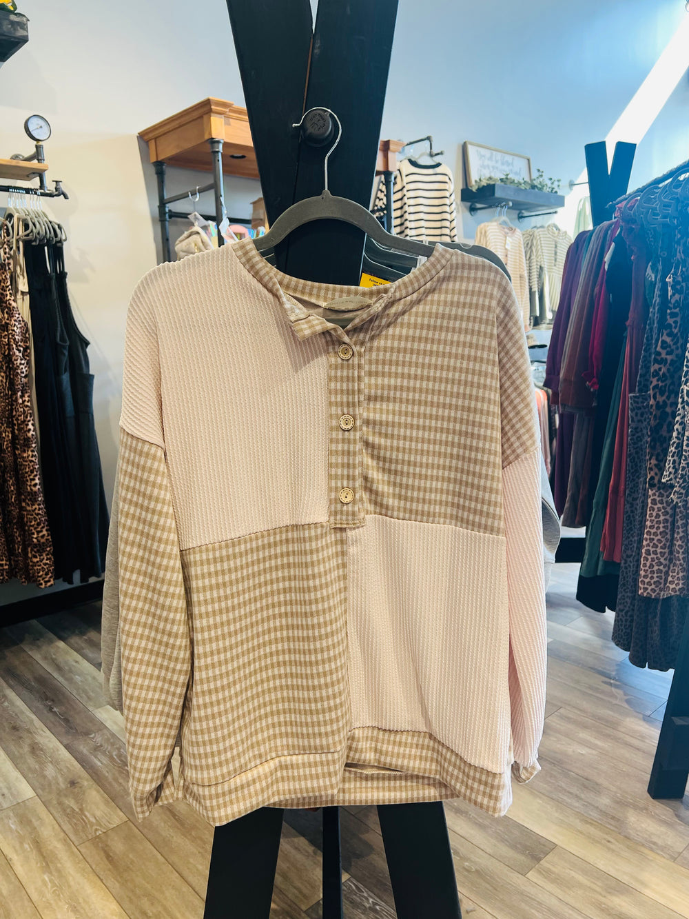 Checkered Long Sleeve Top