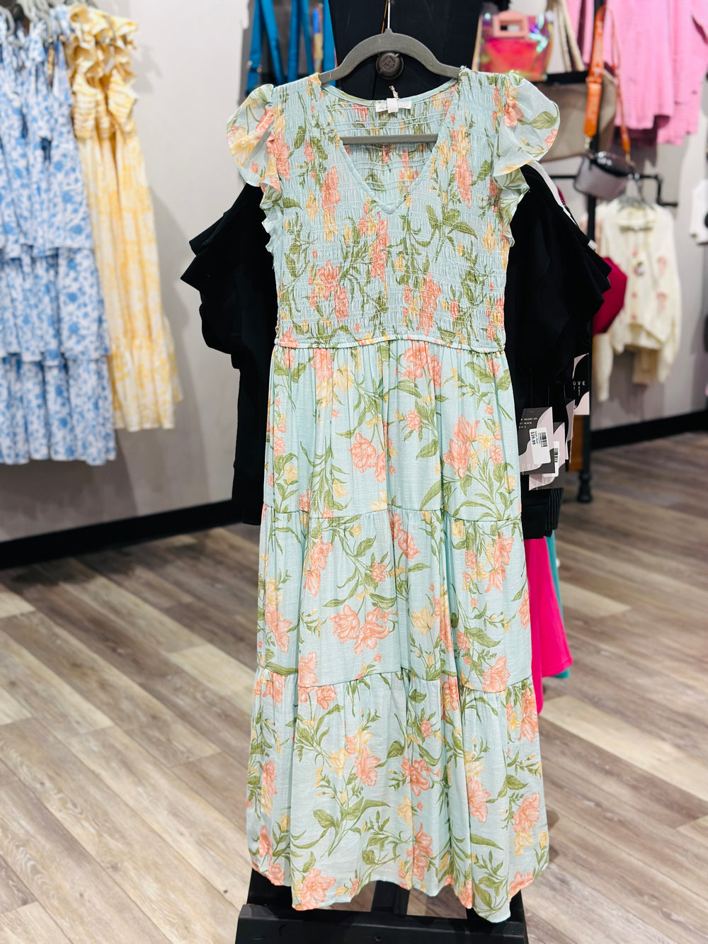 Floral Smocked MIDI Dress
