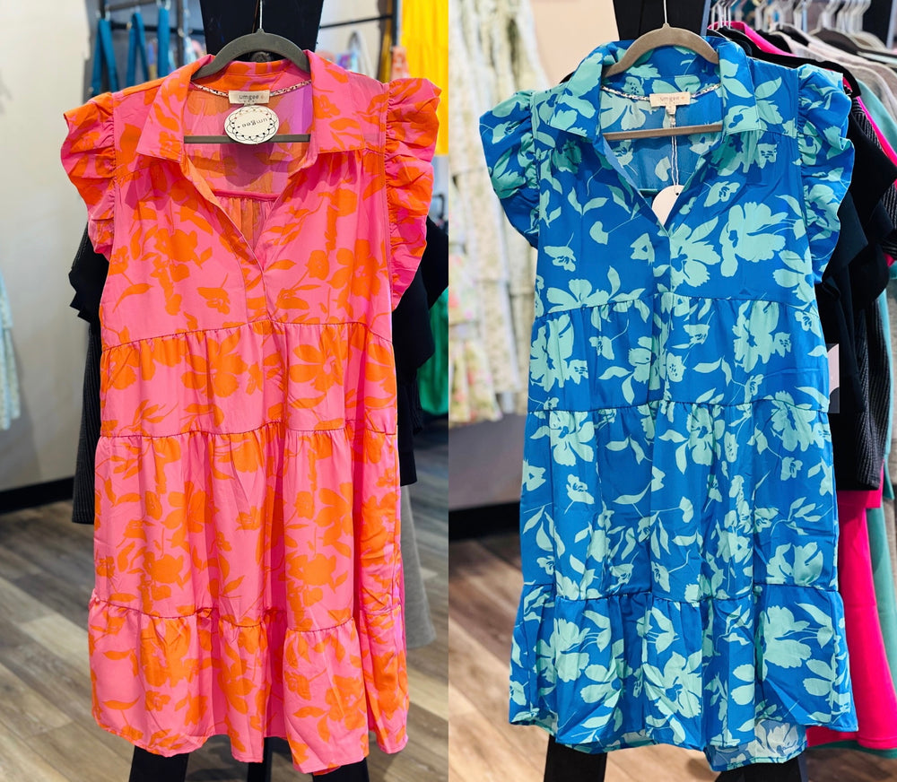 Curvy ~ Floral Ruffle Sleeve Dress