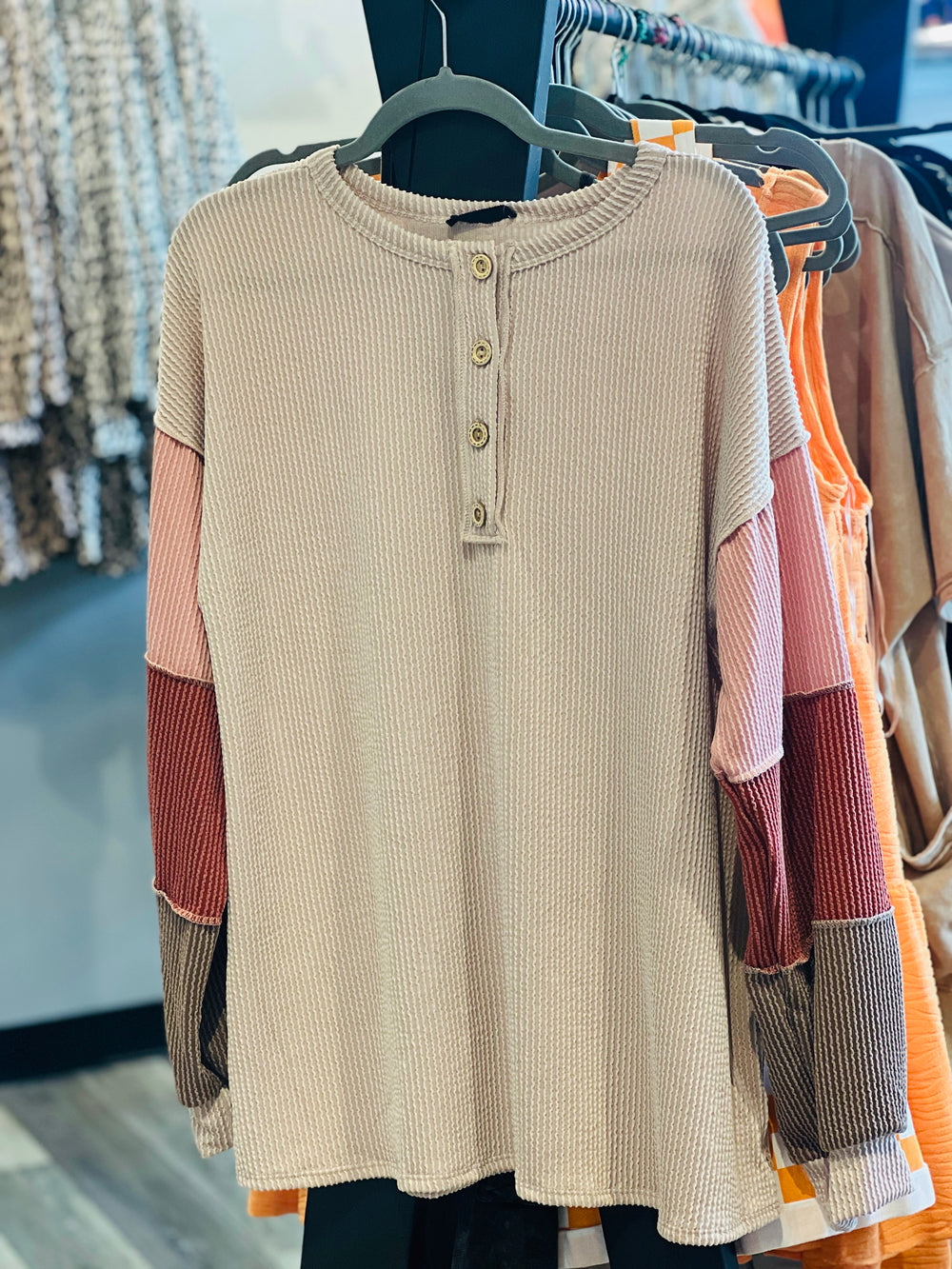 Curvy ~ Ribbed Color Block Top