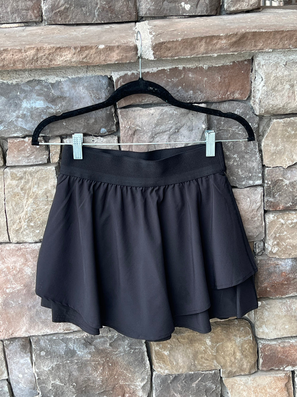 Black Perforated Skort with Shorts