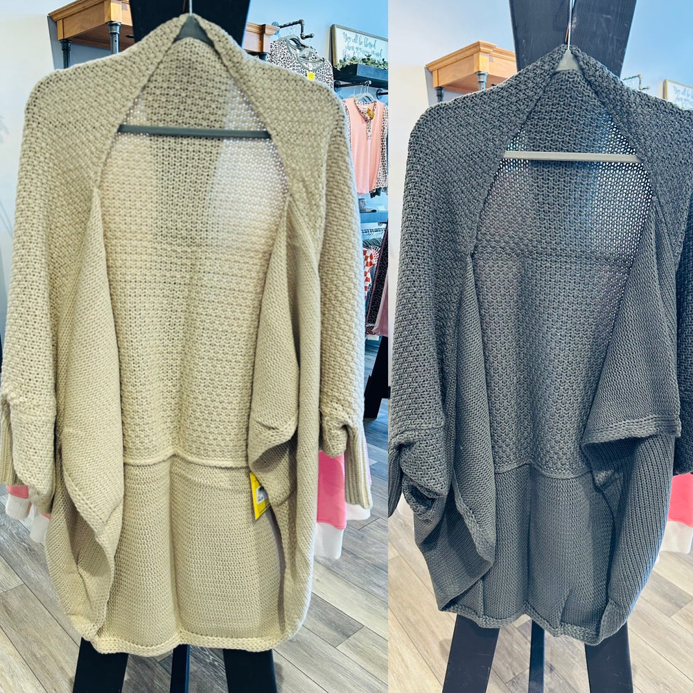 Dolman Sleeve Knit Cardigan - One Size