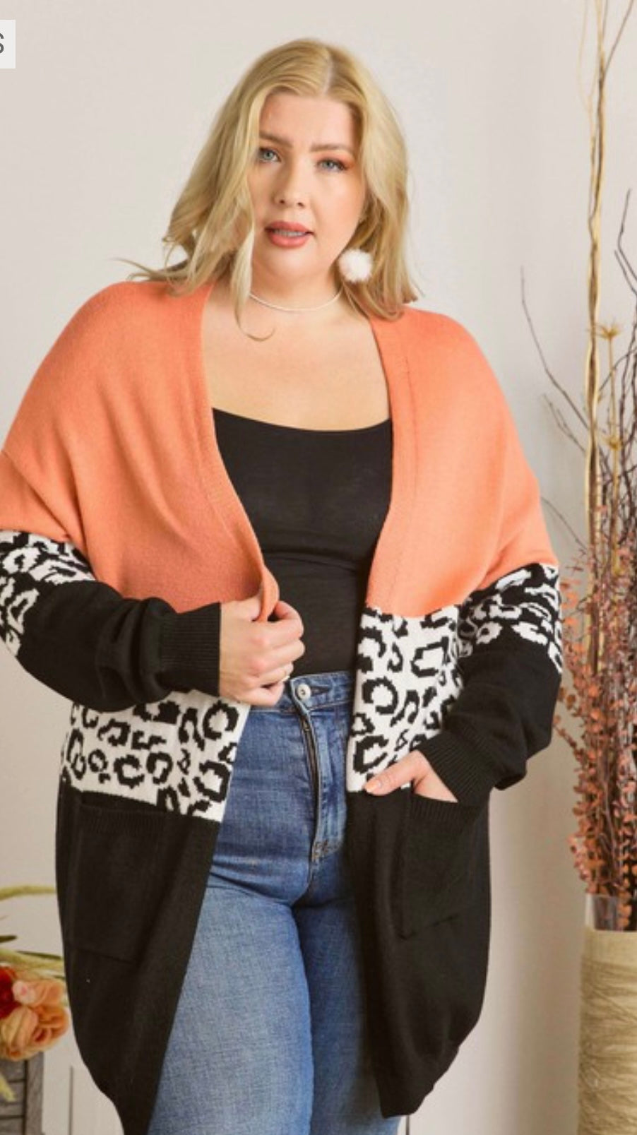 Curvy ~ Color Block Cardigan