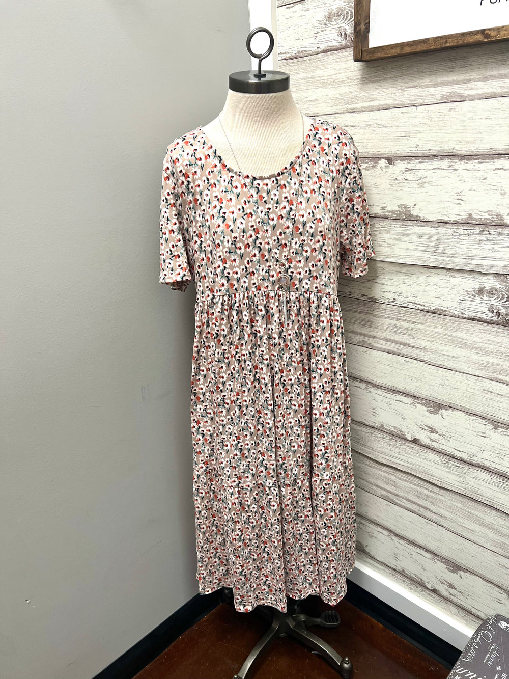 Curvy ~ Mocha Floral Tiered Dress