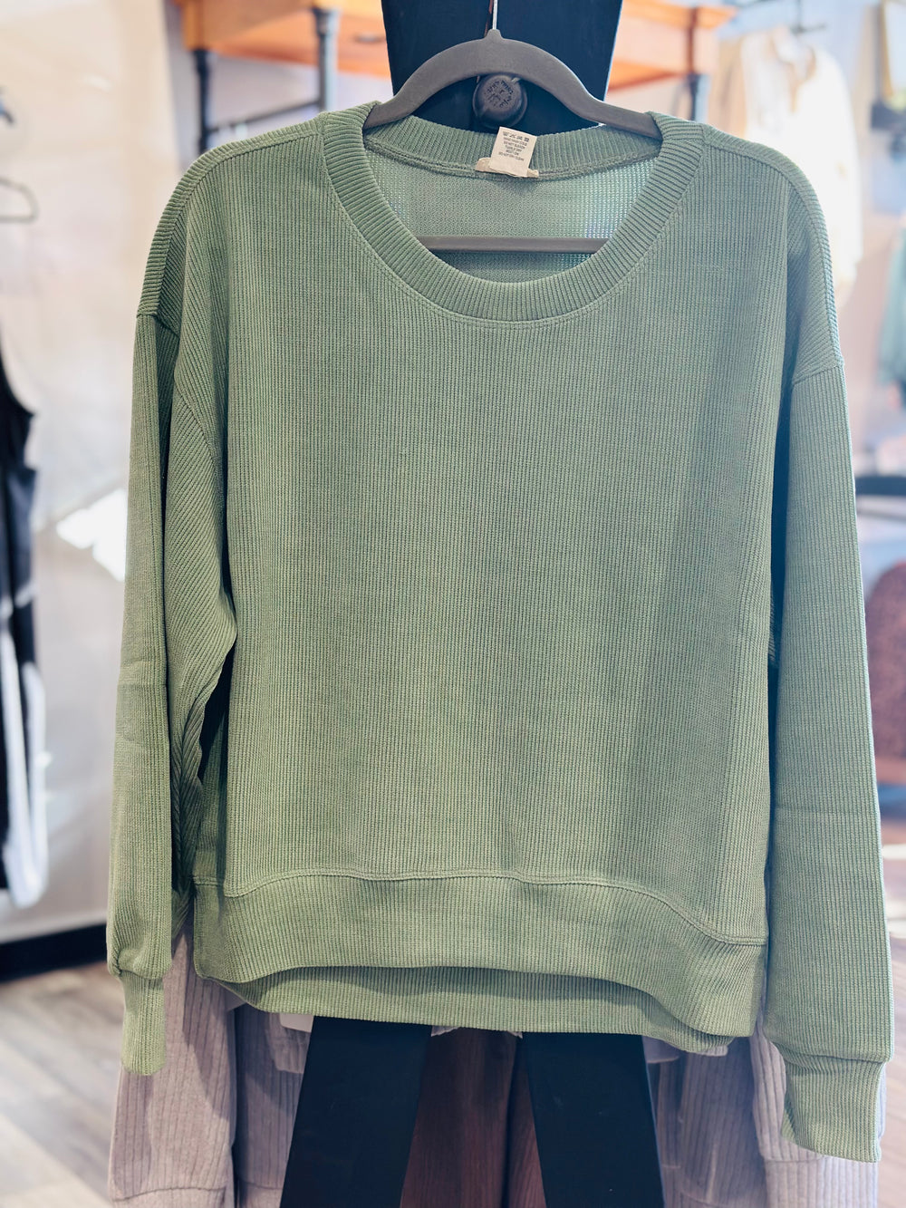 Sage Corduroy Ribbed. Top
