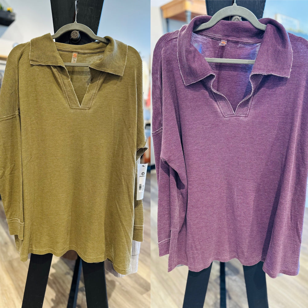 Collard Cotton Blend Knit