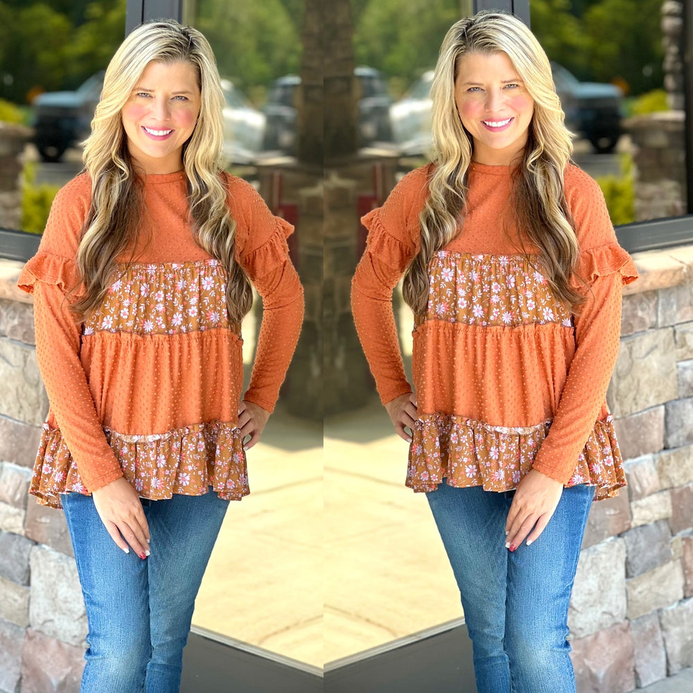 Ruffle Detail Swiss Dot Top