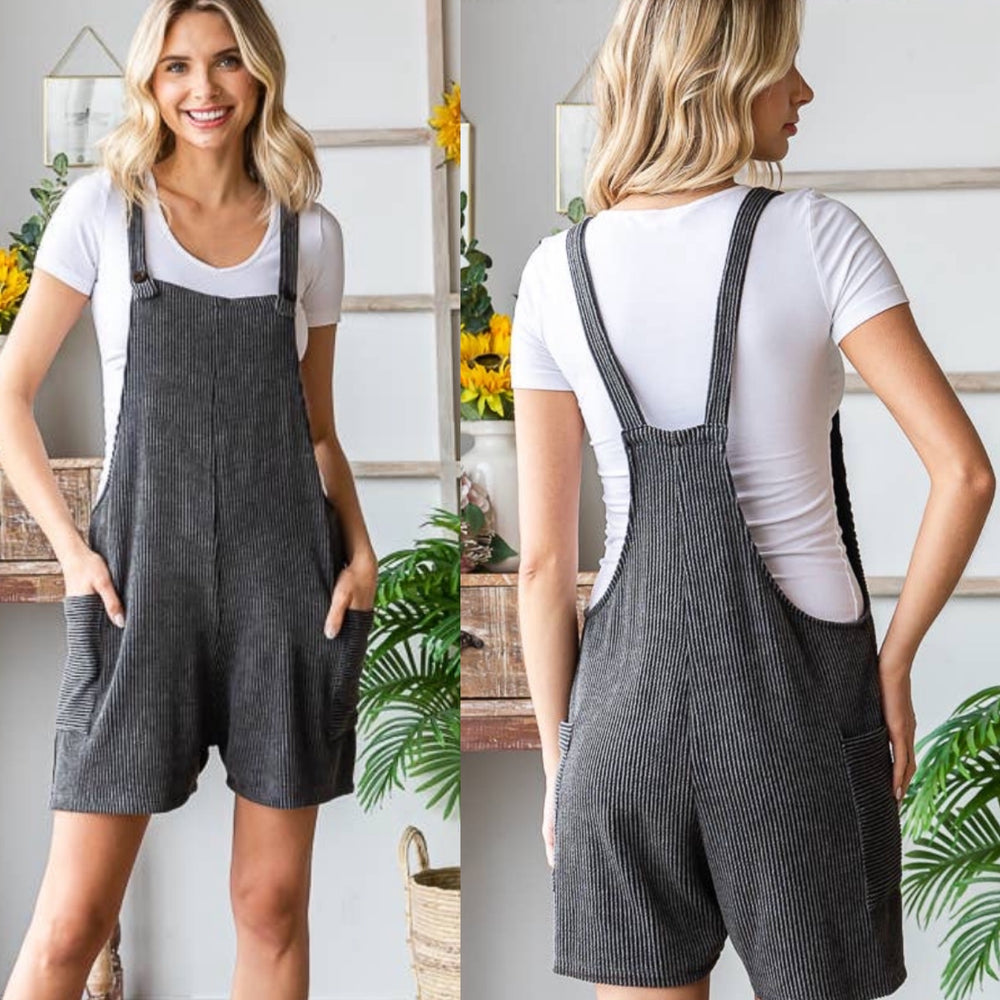 Ribbed Romper Overalls