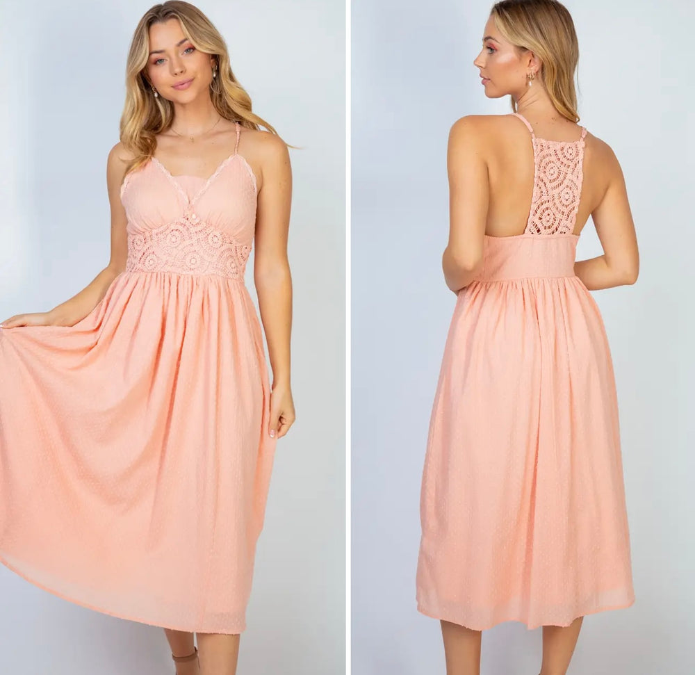 Peach Lace Detail Dress