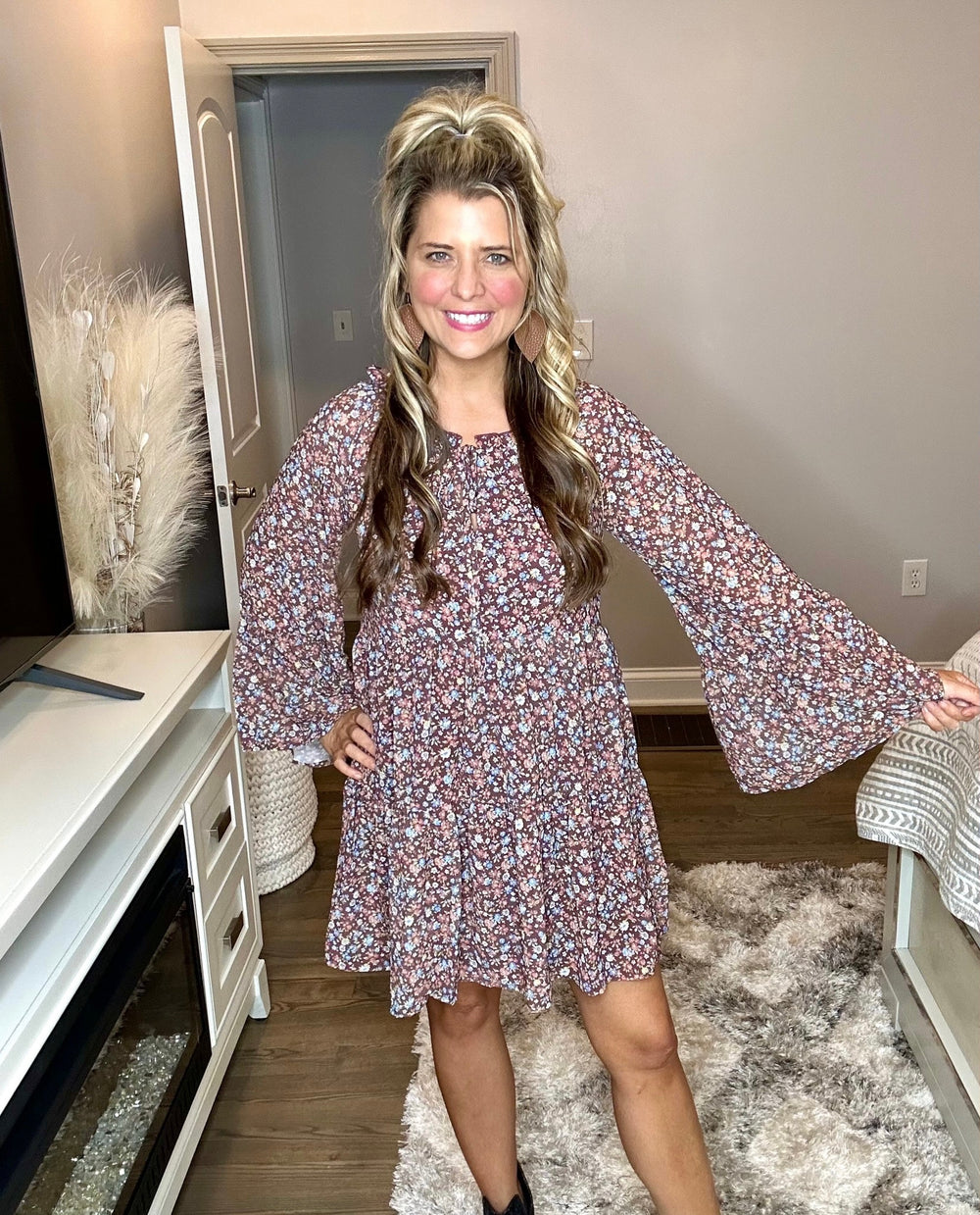 Floral Print Bell Sleeve