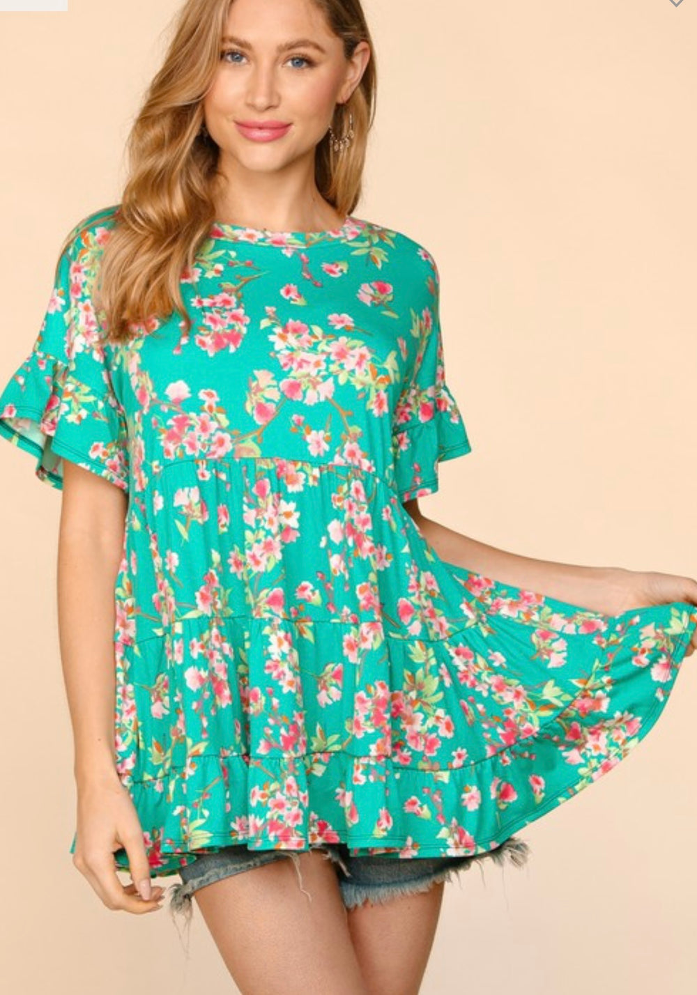 Curvy ~ Floral Tiered Babydoll Top