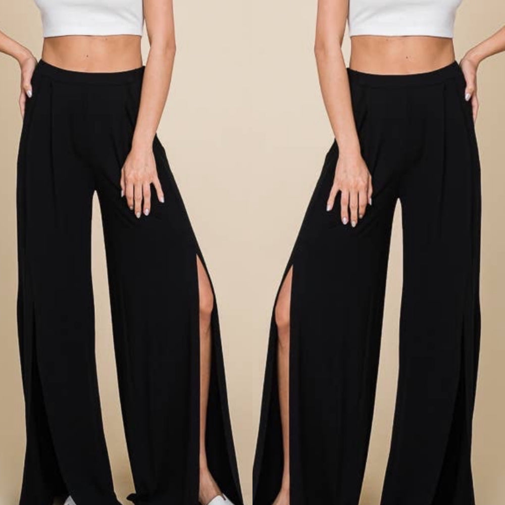 Wide Leg Slit Pants