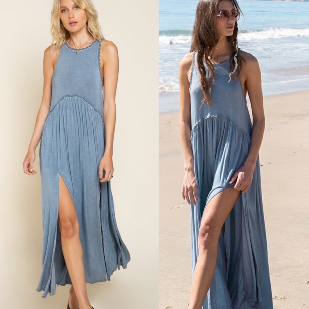 POL Maxi Dress with Zipper Back