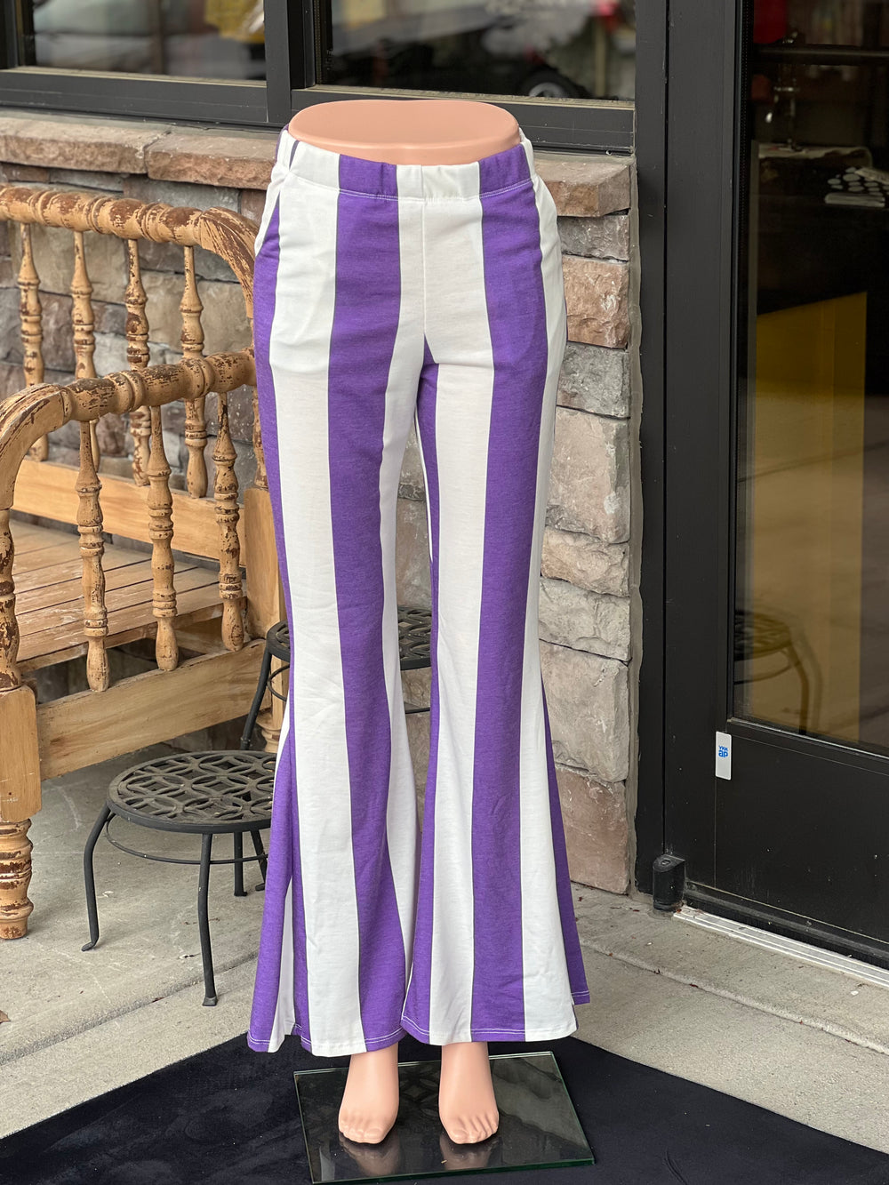 Purple and White Striped Pants