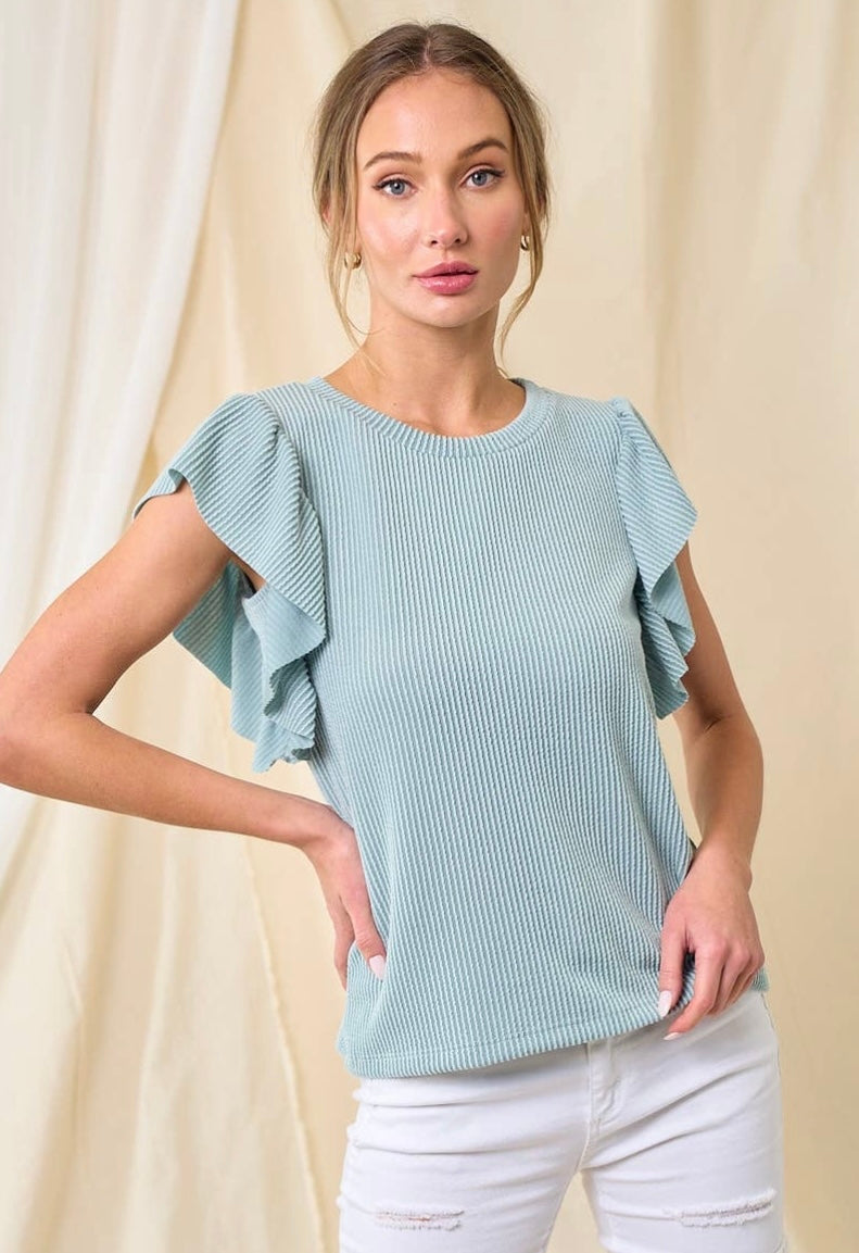 Blue Ribbed Top
