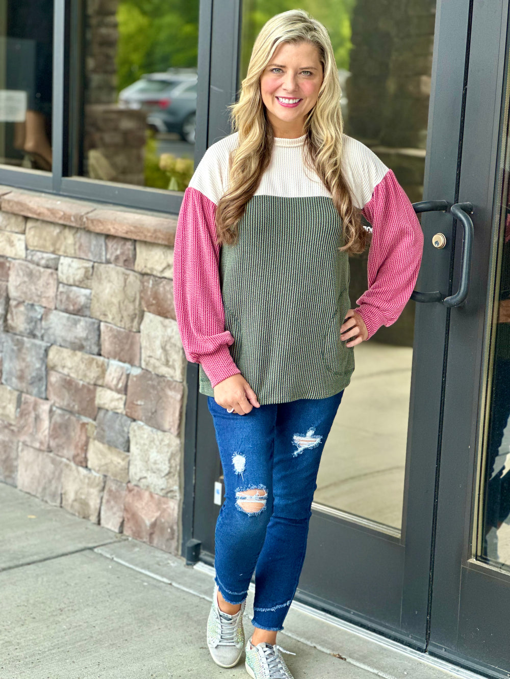 Ribbed Color Block Top