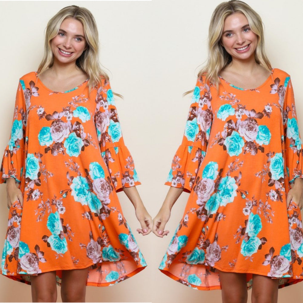 Bell Sleeve Floral Dress